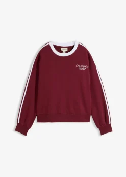 bonprix bonprix Sudadera oversize en suave mezcla de algodón Rojo avellana/blanco estampado Outlet