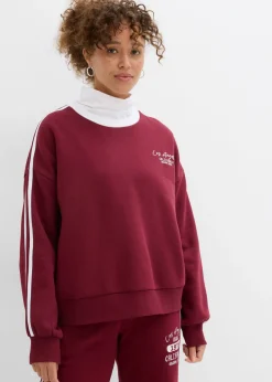bonprix bonprix Sudadera oversize en suave mezcla de algodón Rojo avellana/blanco estampado Outlet
