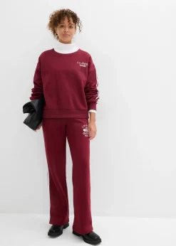 bonprix bonprix Sudadera oversize en suave mezcla de algodón Rojo avellana/blanco estampado Outlet
