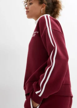 bonprix bonprix Sudadera oversize en suave mezcla de algodón Rojo avellana/blanco estampado Outlet