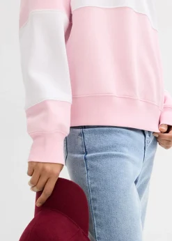 bonprix bonprix Sudadera oversize en suave mezcla de algodón rosa cristal-blanco Clearance