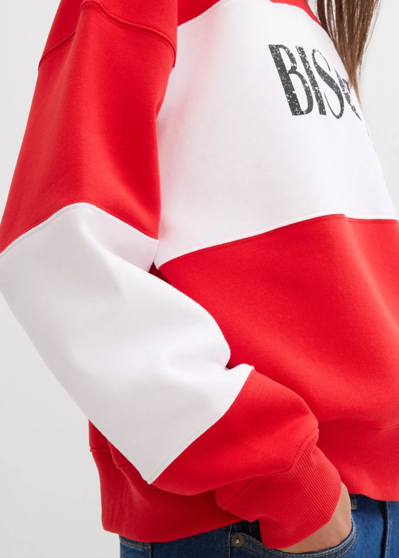 bonprix bonprix Sudadera oversize en suave mezcla de algodón fresa/blanco Hot
