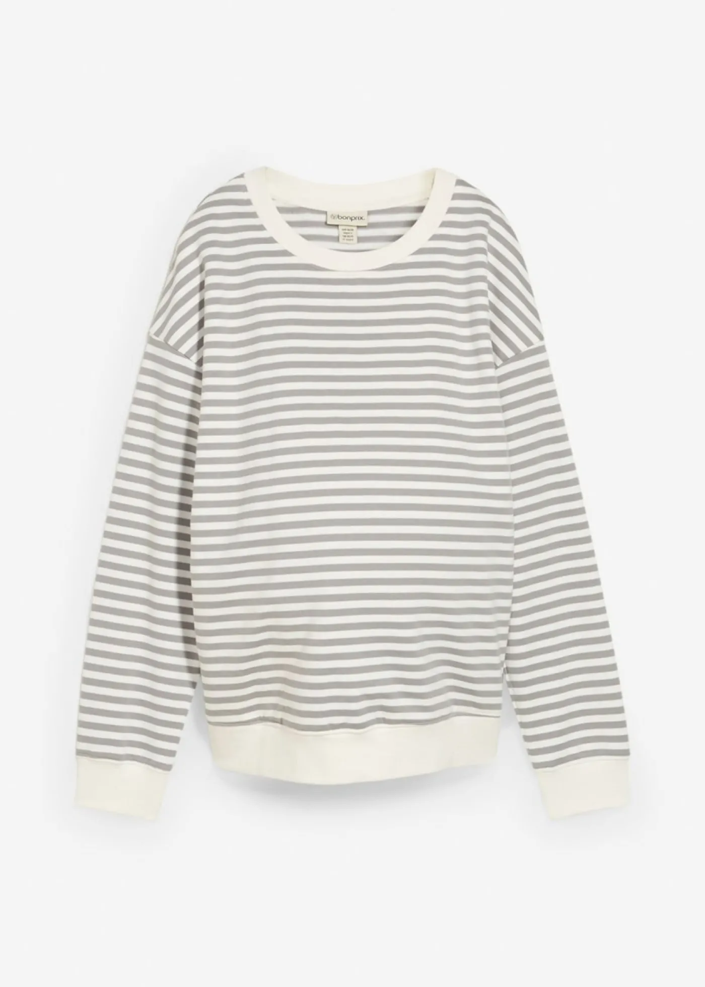 bonprix bonprix Sudadera premamá/de lactancia de algodón orgánico gris sombra-blanco lana con rayas New