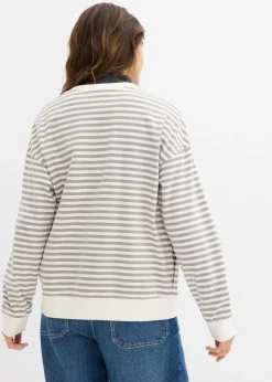 bonprix bonprix Sudadera premamá/de lactancia de algodón orgánico gris sombra-blanco lana con rayas New
