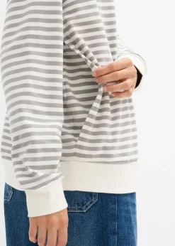 bonprix bonprix Sudadera premamá/de lactancia de algodón orgánico gris sombra-blanco lana con rayas New