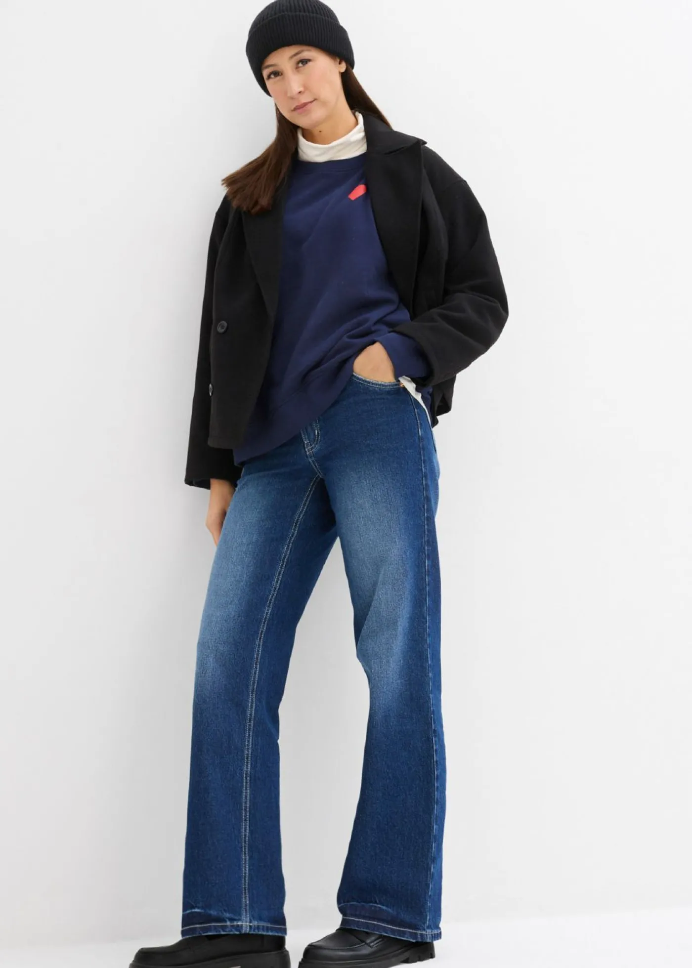bonprix bonprix Sudadera premamá/de lactancia 2 en 1 de algodón ecológico azul marino/fresa Online