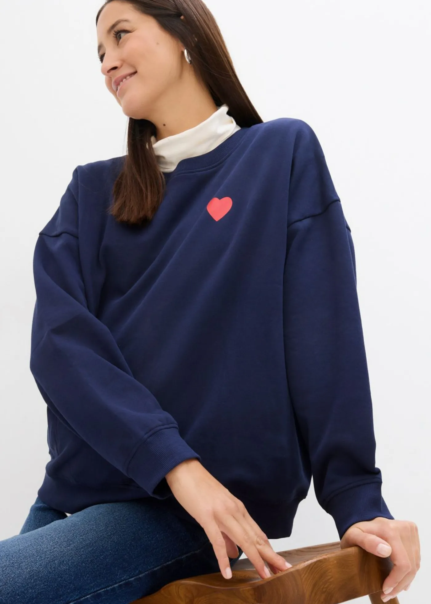 bonprix bonprix Sudadera premamá/de lactancia 2 en 1 de algodón ecológico azul marino/fresa Online