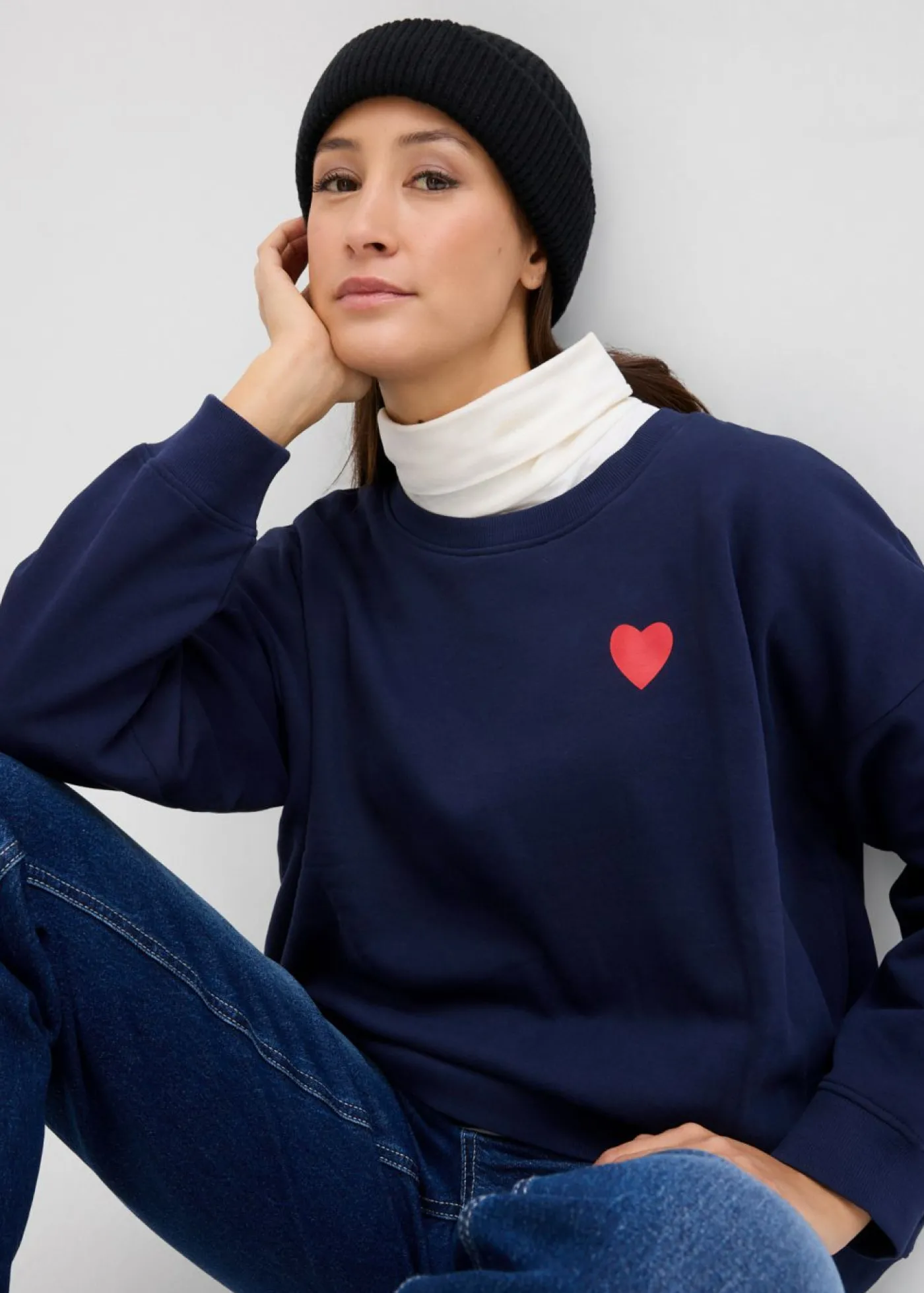 bonprix bonprix Sudadera premamá/de lactancia 2 en 1 de algodón ecológico azul marino/fresa Online