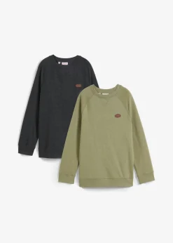 bonprix bonprix Sudadera (2 unidades) Negro+verde oliva jaspeado Outlet