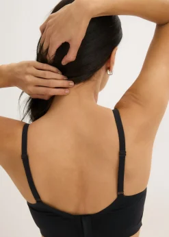bonprix bonprix Sujetador acolchado de lactancia Feel Comfort sin aros con corte láser Negro Best