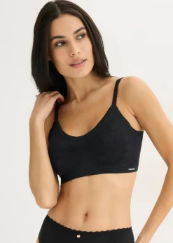 bonprix bonprix Sujetador acolchado Feel Comfort sin aros con encaje Negro Hot