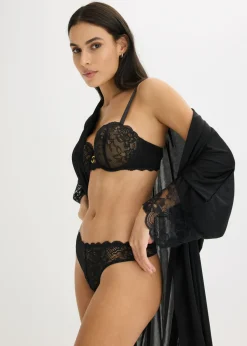 bonprix bonprix Sujetador balconette con encaje de flores negro-marrón claro Outlet