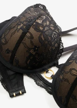 bonprix bonprix Sujetador balconette con encaje de flores negro-marrón claro Online