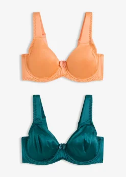 bonprix bonprix Sujetador básico con aros y efecto brillante (2 unidades) Verde pimiento + papaya suave Clearance