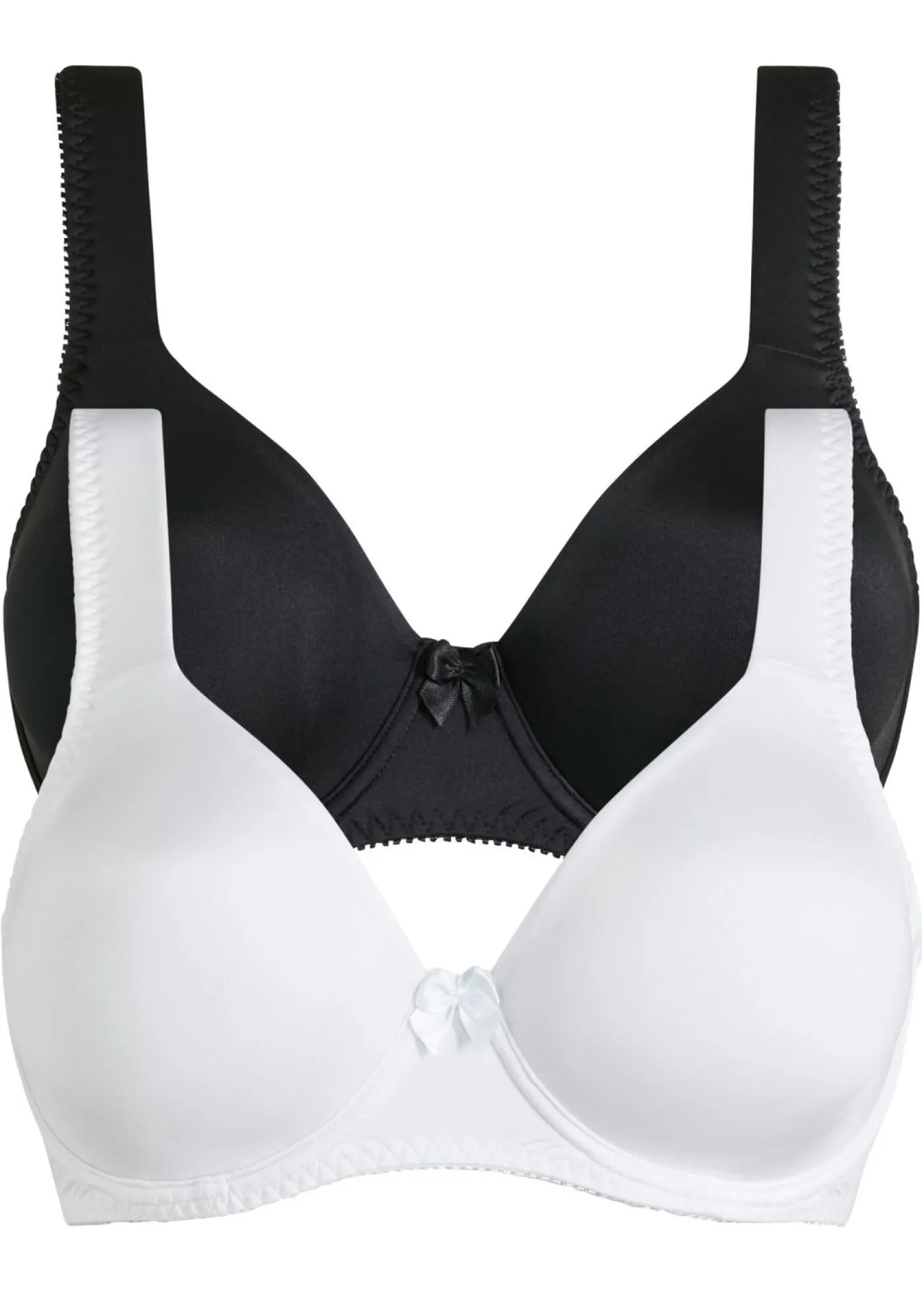 bonprix bonprix Sujetador básico con aros y efecto brillante (2 unidades) Negro-blanco Hot