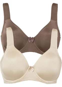bonprix bonprix Sujetador básico con aros y efecto brillante (2 unidades) marrón mate+beige arena Outlet