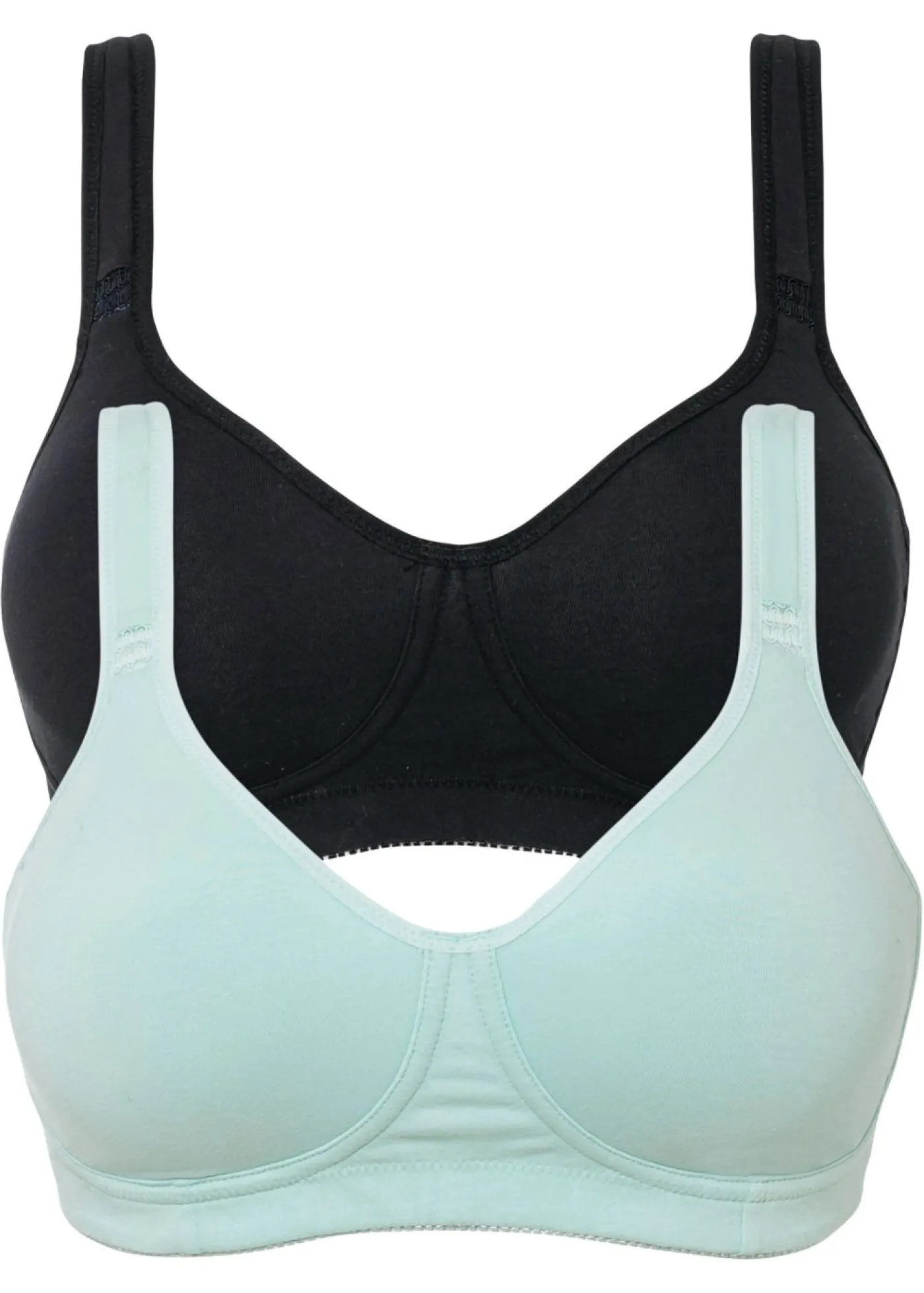bonprix bonprix Sujetador básico de algodón sin aros (2 unidades) Menta pastel + negro Hot