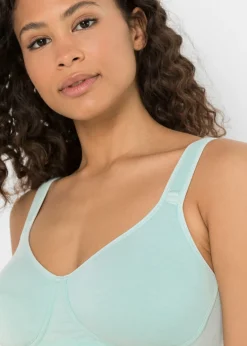 bonprix bonprix Sujetador básico de algodón sin aros (2 unidades) Menta pastel + negro Discount