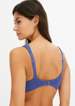 bonprix bonprix Sujetador básico de algodón orgánico sin relleno con aros (2 unidades) Azul-blanco lana Discount
