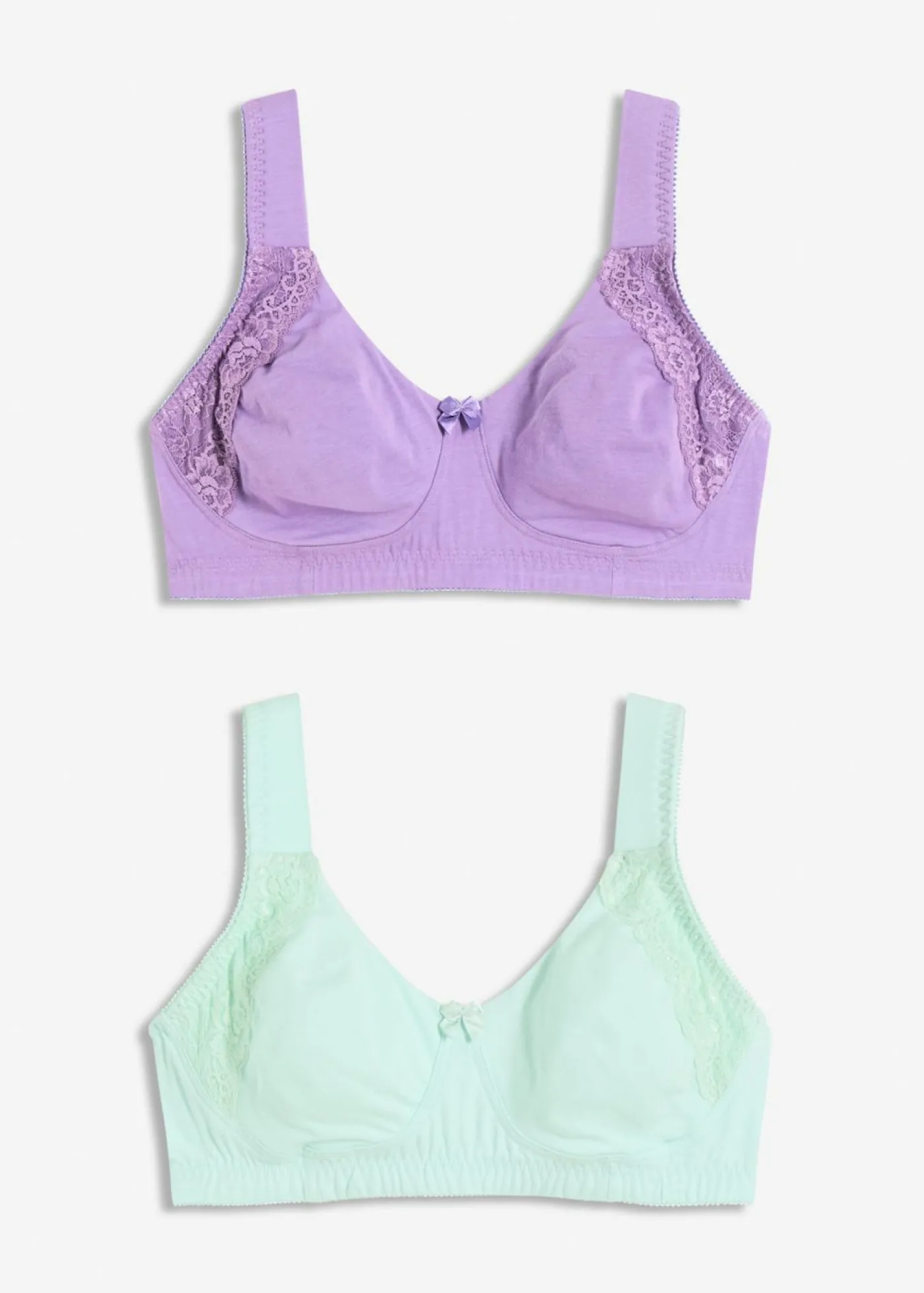 bonprix bonprix Sujetador básico de algodón sin aros (2 unidades) menta pastel-lila oscuro Sale