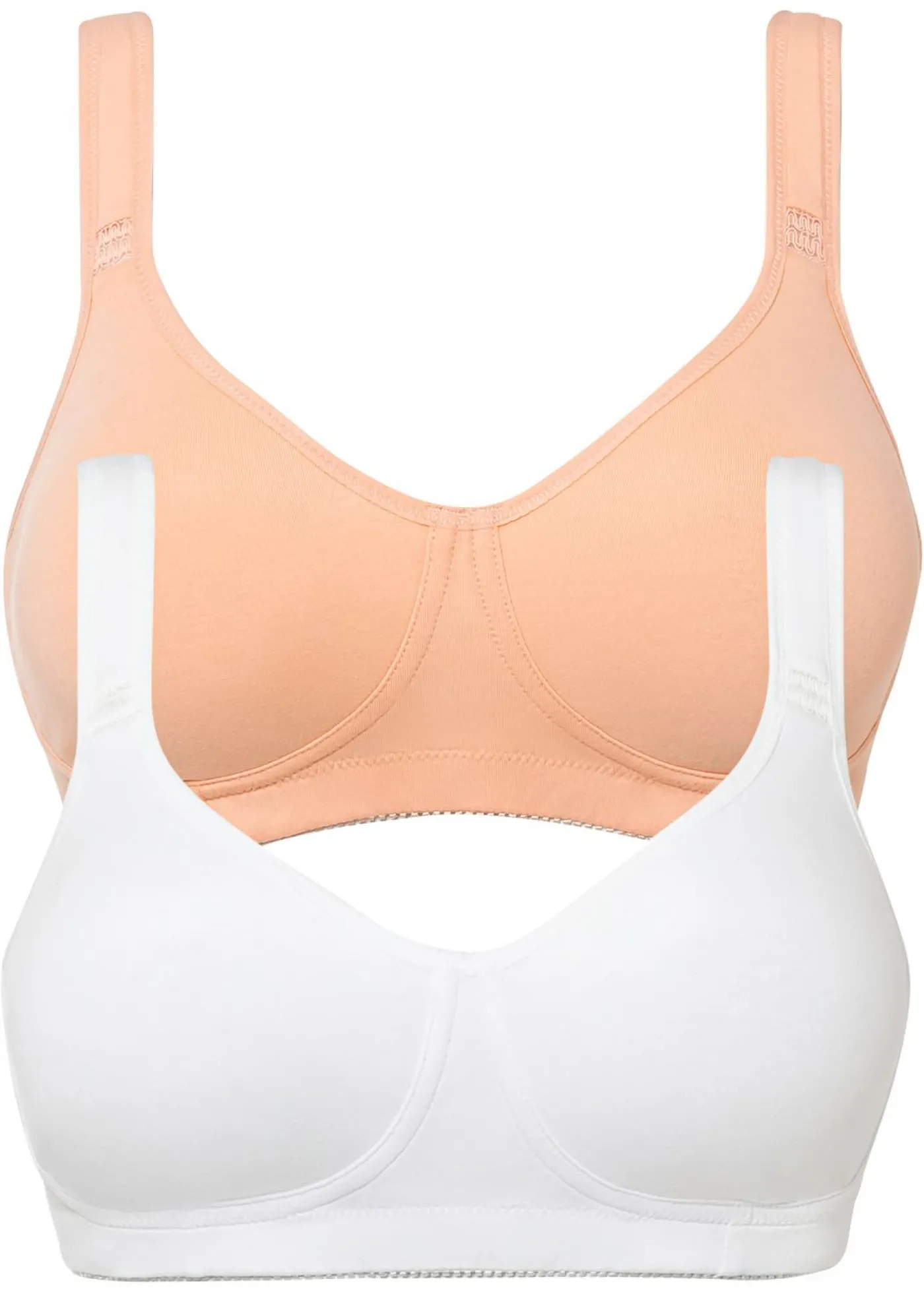 bonprix bonprix Sujetador básico de algodón sin aros (2 unidades) Melocotón + blanco New