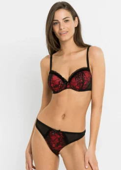 bonprix bonprix Sujetador con aros + tanga (conjunto de 2 piezas) negro / fresa Hot
