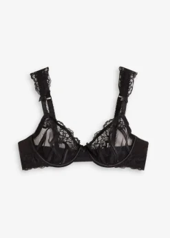 bonprix bonprix Sujetador con aros de encaje delicado Negro Clearance