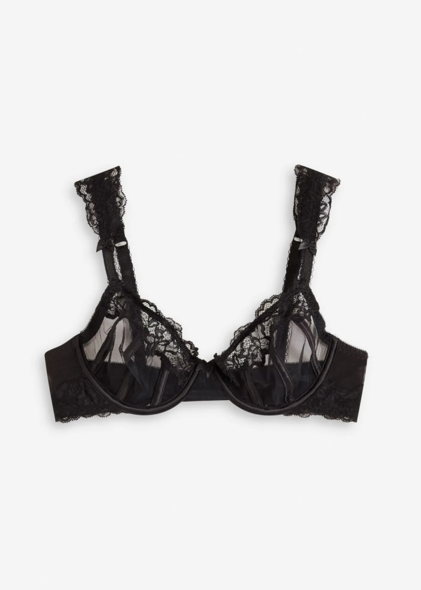 bonprix bonprix Sujetador con aros de encaje delicado Negro Clearance