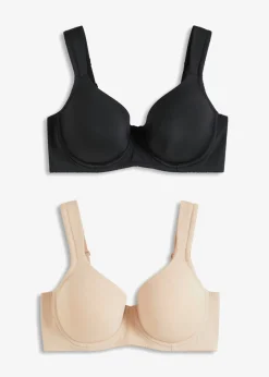 bonprix bonprix Sujetador con aros (2 unidades) Negro-beige mate