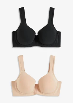 bonprix bonprix Sujetador con aros y algodón orgánico (2 unidades) Negro-beige mate Best