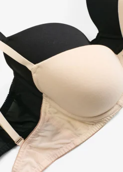 bonprix bonprix Sujetador con aros y algodón orgánico (2 unidades) Beige arena-negro Outlet