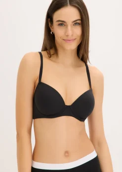 bonprix bonprix Sujetador con aros y algodón orgánico (2 unidades) Beige arena-negro Outlet