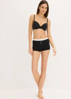 bonprix bonprix Sujetador con aros y algodón orgánico (2 unidades) Beige arena-negro Outlet