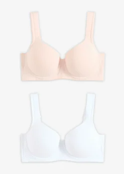bonprix bonprix Sujetador con aros y algodón orgánico (2 unidades) rosa seda/blanco Best