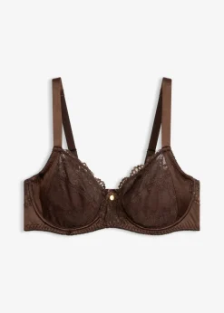 bonprix bonprix Sujetador con aros y efecto brillante Marrón oscuro