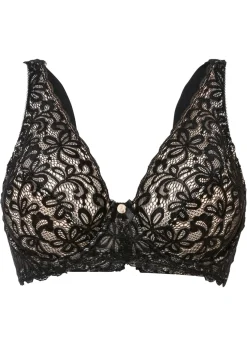 bonprix bonprix Sujetador con aros y encaje delicado Negro-nude Sale