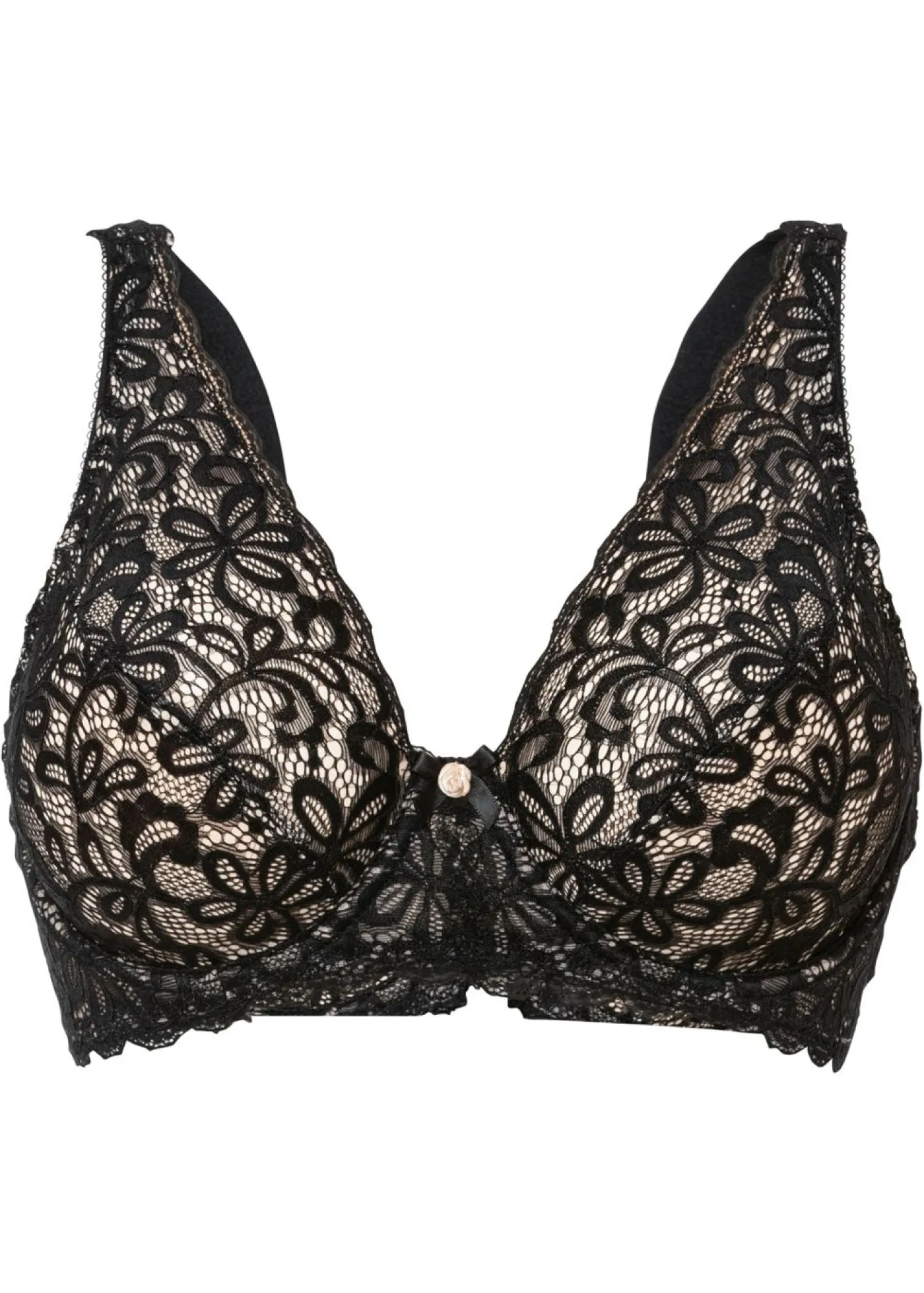 bonprix bonprix Sujetador con aros y encaje delicado Negro-nude Sale
