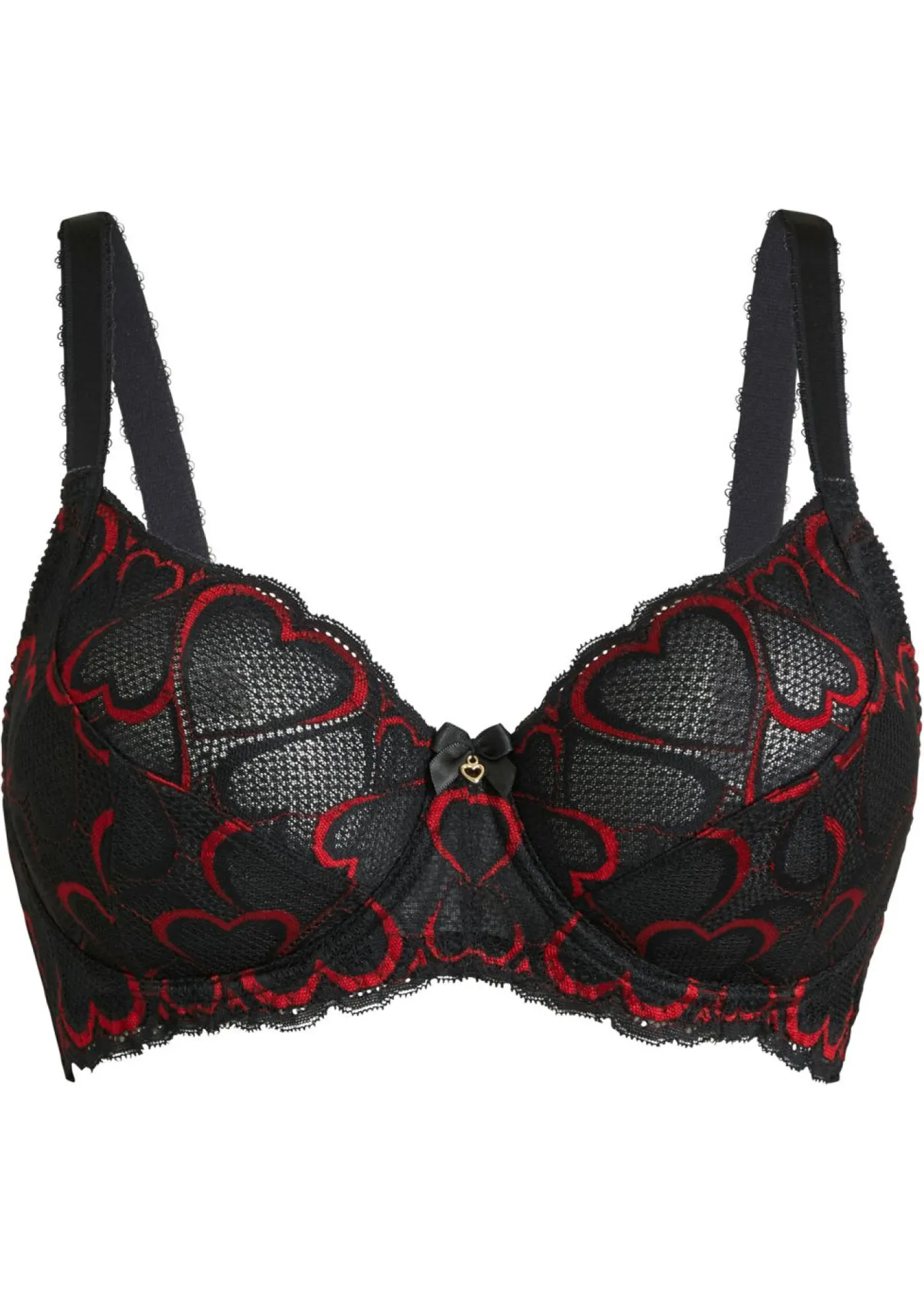 bonprix bonprix Sujetador con aros y encaje delicado Negro-rojo salsa New