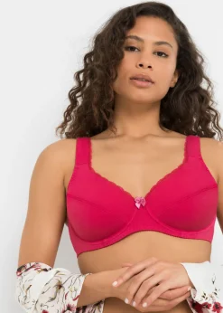 bonprix bonprix Sujetador con aros y suave algodón orgánico (3 unidades) Rojo sangría + azul marino profundo + crudo Online