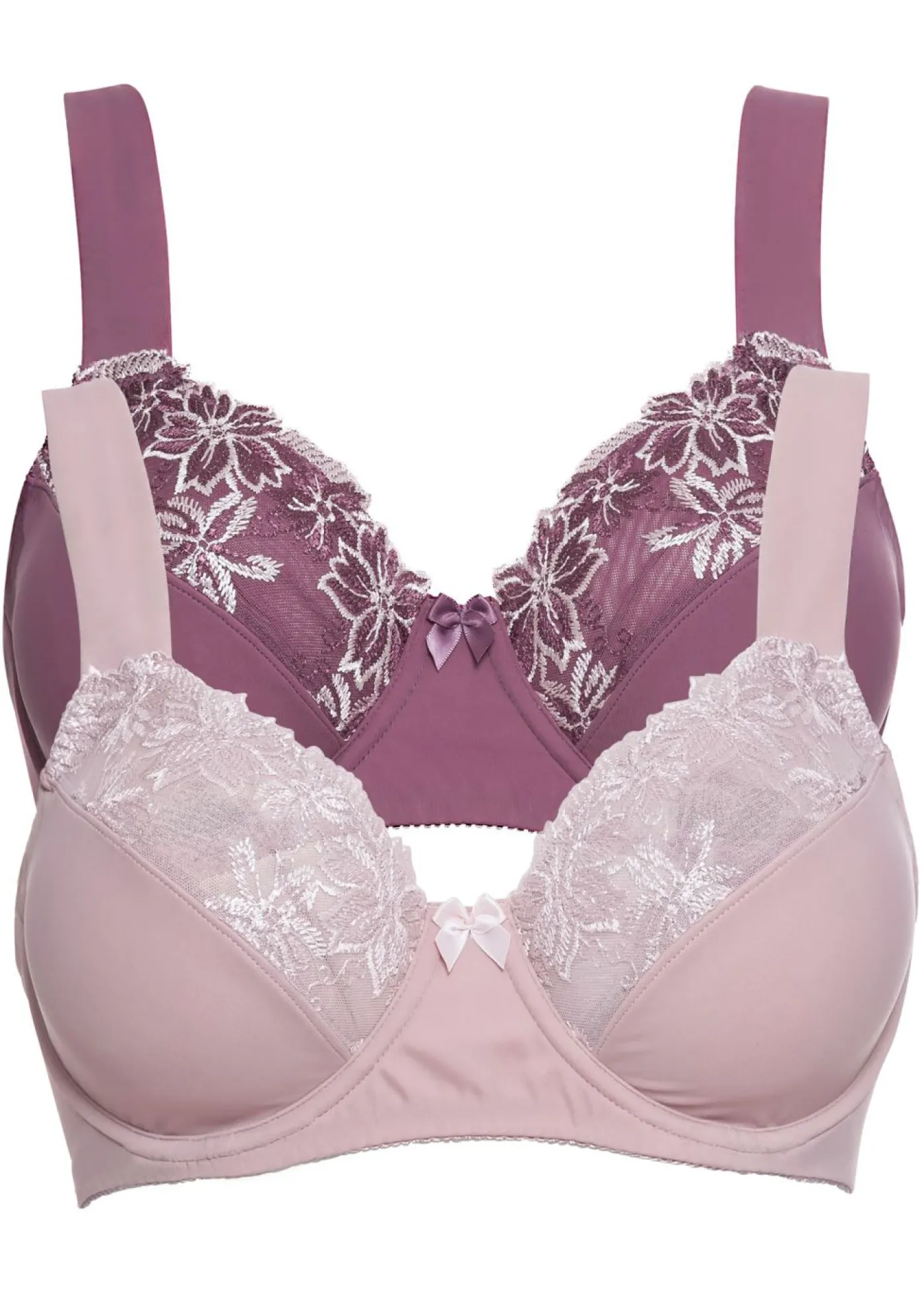 bonprix bonprix Sujetador con aros y tirantes acolchados (2 unidades) Baya mate/rosa mate + rosa mate