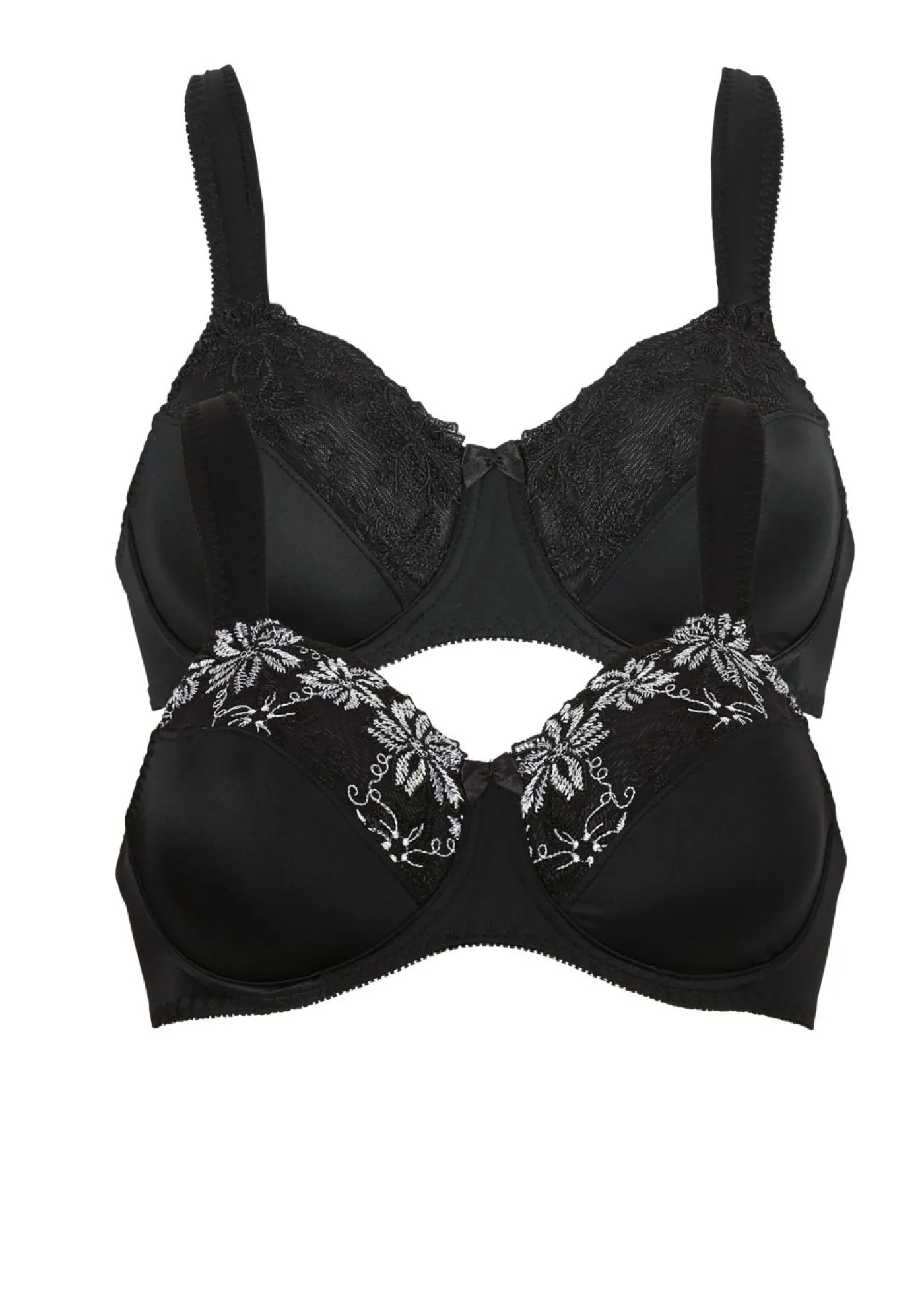 bonprix bonprix Sujetador con aros y tirantes acolchados (2 unidades) Negro + negro + blanco Outlet