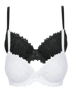 bonprix bonprix Sujetador con bordado delicado (2 unidades) Negro-blanco