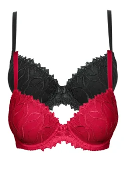 bonprix bonprix Sujetador con bordado delicado (2 unidades) Rojo-negro Hot