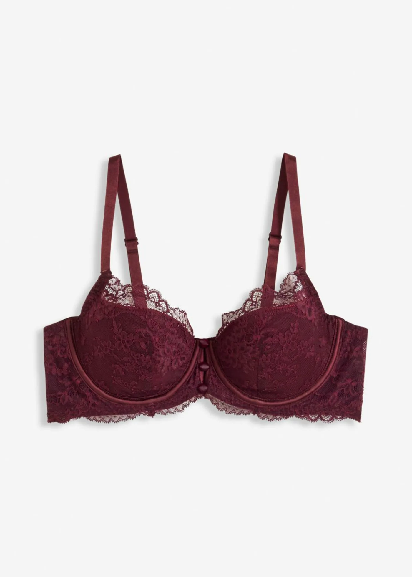 bonprix bonprix Sujetador con encaje fino rojo burdeos Outlet