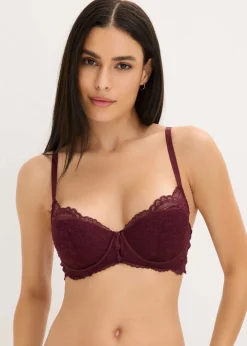 bonprix bonprix Sujetador con encaje fino rojo burdeos Outlet