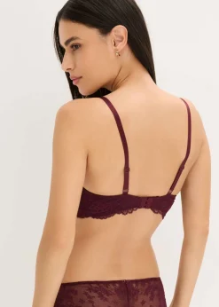 bonprix bonprix Sujetador con encaje fino rojo burdeos Outlet
