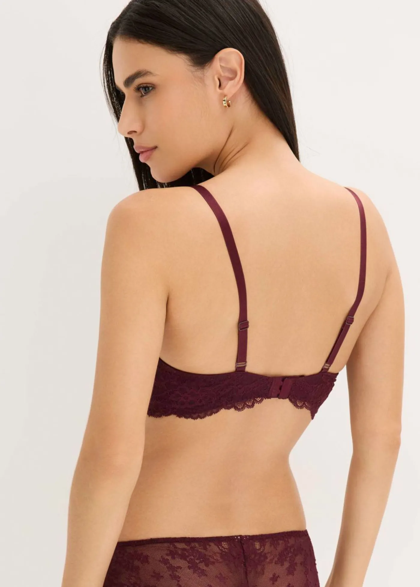 bonprix bonprix Sujetador con encaje fino rojo burdeos Outlet