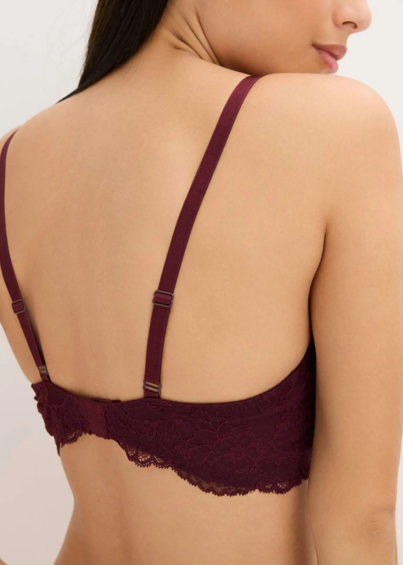 bonprix bonprix Sujetador con encaje fino rojo burdeos Outlet