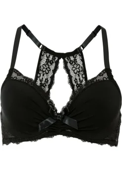 bonprix bonprix Sujetador con espalda nadadora de encaje Negro Online