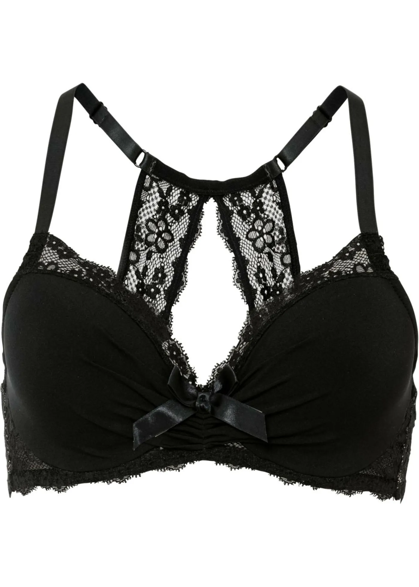 bonprix bonprix Sujetador con espalda nadadora de encaje Negro Online